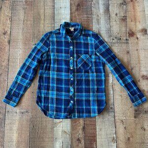 Woolrich Women's Size Small Collared Long Sleeve Button Down in Blue Plaid